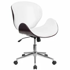 Cheapest π Executive/Managerial Chairs Flash Furniture SDSDM22405MAHWH Mid-Back Mahogany Wood Swivel Conference Chair In White Leather π