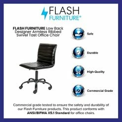 Flash Sale 🛒 Executive/Managerial Chairs Flash Furniture Low Back Armless Ribbed Swivel Task Chair, Black (DS512BBKBK) 💯 -Office Chairs Online store unnamed file 3317