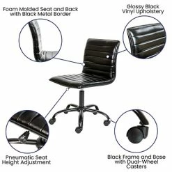Flash Sale 🛒 Executive/Managerial Chairs Flash Furniture Low Back Armless Ribbed Swivel Task Chair, Black (DS512BBKBK) 💯 -Office Chairs Online store unnamed file 3319