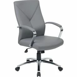 Discount ❤️ Executive/Managerial Chairs Boss Leather Accent Chair, Gray (B10101-GY) 🎉