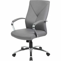Discount ❤️ Executive/Managerial Chairs Boss Leather Accent Chair, Gray (B10101-GY) 🎉 -Office Chairs Online store unnamed file 3327