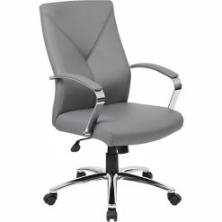 Discount ❤️ Executive/Managerial Chairs Boss Leather Accent Chair, Gray (B10101-GY) 🎉 -Office Chairs Online store unnamed file 3329