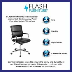 Hot Sale 😉 Office Chairs Flash Furniture LeatherSoft Swivel Mid-Back Panel Executive Office Chair, Black (BT20595M2BK) ⌛ -Office Chairs Online store unnamed file 339