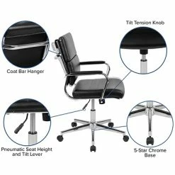 Hot Sale 😉 Office Chairs Flash Furniture LeatherSoft Swivel Mid-Back Panel Executive Office Chair, Black (BT20595M2BK) ⌛ -Office Chairs Online store unnamed file 341