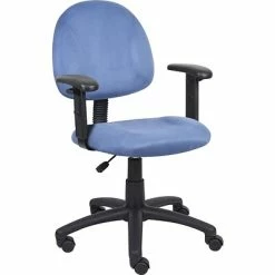 Discount 🎉 Task Chairs Boss Microfiber Deluxe Posture Chair With Adjustable Arms, Blue (B326) 😀