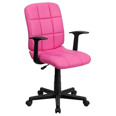 Wholesale ๐ Task Chairs Flash Furniture Mid-Back Quilted Vinyl Task Chair With Nylon Arms, Pink โจ 3 Wholesale ๐ Task Chairs Flash Furniture Mid-Back Quilted Vinyl Task Chair With Nylon Arms, Pink โจ