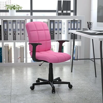Wholesale ๐ Task Chairs Flash Furniture Mid-Back Quilted Vinyl Task Chair With Nylon Arms, Pink โจ 4 Wholesale ๐ Task Chairs Flash Furniture Mid-Back Quilted Vinyl Task Chair With Nylon Arms, Pink โจ - Image 2