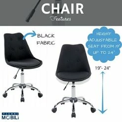 Best Pirce ⌛ Task Chairs Techni Mobili Tufted Armless Task Chair, Black 🎁 -Office Chairs Online store unnamed file 3547