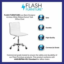 Cheap 🥰 Task Chairs Flash Furniture Low Back Armless White Ribbed Designer Swivel Task Chair (DS512BWH) ✨ -Office Chairs Online store unnamed file 3606