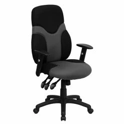 Best Pirce 🔔 Task Chairs Flash Furniture Mesh Ergonomic Task Chair With Adjustable Arms, Black/Gray 🎉