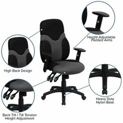 Best Pirce 🔔 Task Chairs Flash Furniture Mesh Ergonomic Task Chair With Adjustable Arms, Black/Gray 🎉 -Office Chairs Online store unnamed file 3617