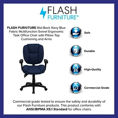 Deals ๐ Task Chairs Flash Furniture Mid Back Fabric Multi-Functional Ergonomic Task Chair With Arms, Navy Blue ๐ 5 Deals ๐ Task Chairs Flash Furniture Mid Back Fabric Multi-Functional Ergonomic Task Chair With Arms, Navy Blue ๐ - Image 3