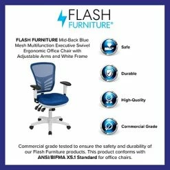 Promo 😀 Office Chairs Flash Furniture Ergonomic Mesh Swivel Mid-Back Multifunction Executive Office Chair, Blue (HL0001WHBLUE) 😀 -Office Chairs Online store unnamed file 366