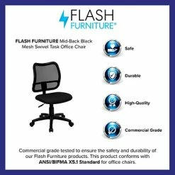 New ❤️ Task Chairs Flash Furniture Mid Back Mesh Tilt Lock Task Chair With Fabric Seat, Black 💯 14 New ❤️ Task Chairs Flash Furniture Mid Back Mesh Tilt Lock Task Chair With Fabric Seat, Black 💯 -Office Chairs Online store unnamed file 3663