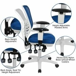 Promo 😀 Office Chairs Flash Furniture Ergonomic Mesh Swivel Mid-Back Multifunction Executive Office Chair, Blue (HL0001WHBLUE) 😀 -Office Chairs Online store unnamed file 368