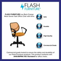 Cheap 🔥 Task Chairs Flash Furniture Fabric Mid-Back Task Chair With Capped Arm, Orange 🌟 -Office Chairs Online store unnamed file 3719