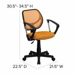 Cheap 🔥 Task Chairs Flash Furniture Fabric Mid-Back Task Chair With Capped Arm, Orange 🌟 -Office Chairs Online store unnamed file 3721