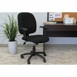 Deals 🛒 Task Chairs Boss Black Fabric Task Chair W/Adjustable Arms, Black (B495-BK) 🔥 -Office Chairs Online store unnamed file 3729