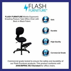 Outlet 🥰 Task Chairs Flash Furniture Ergonomic Fabric Kneeling Posture Task Chair, Armless, Black 🛒 -Office Chairs Online store unnamed file 3761