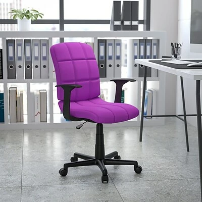 Best Pirce ❤️ Task Chairs Flash Furniture Mid-Back Quilted Vinyl Task Chair With Nylon Arms, Purple ✨ 4 Best Pirce ❤️ Task Chairs Flash Furniture Mid-Back Quilted Vinyl Task Chair With Nylon Arms, Purple ✨ - Image 2