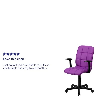 Best Pirce ❤️ Task Chairs Flash Furniture Mid-Back Quilted Vinyl Task Chair With Nylon Arms, Purple ✨ 7 Best Pirce ❤️ Task Chairs Flash Furniture Mid-Back Quilted Vinyl Task Chair With Nylon Arms, Purple ✨ - Image 5