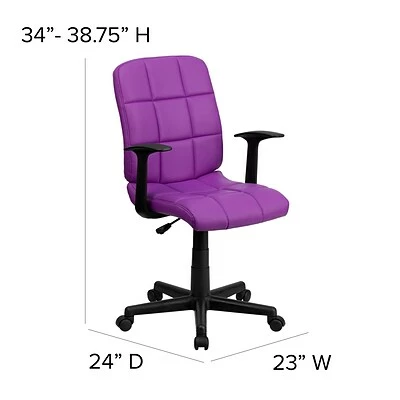 Best Pirce ❤️ Task Chairs Flash Furniture Mid-Back Quilted Vinyl Task Chair With Nylon Arms, Purple ✨ 9 Best Pirce ❤️ Task Chairs Flash Furniture Mid-Back Quilted Vinyl Task Chair With Nylon Arms, Purple ✨ - Image 7