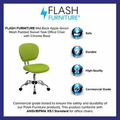 Outlet 👍 Task Chairs Flash Furniture Mid Back Mesh Task Chair, Apple Green (H2376FGN) ✔️ -Office Chairs Online store unnamed file 3803