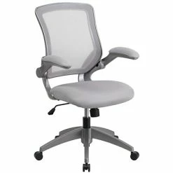 Best Sale ✨ Task Chairs Flash Furniture Mid-Back Gray Mesh Swivel Task Chair, Gray Frame And Flip-Up Arms (BLZP8805GY) 🔥