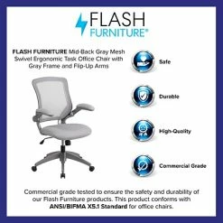 Best Sale ✨ Task Chairs Flash Furniture Mid-Back Gray Mesh Swivel Task Chair, Gray Frame And Flip-Up Arms (BLZP8805GY) 🔥 -Office Chairs Online store unnamed file 3812