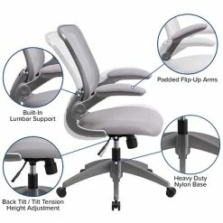 Best Sale ✨ Task Chairs Flash Furniture Mid-Back Gray Mesh Swivel Task Chair, Gray Frame And Flip-Up Arms (BLZP8805GY) 🔥 -Office Chairs Online store unnamed file 3814