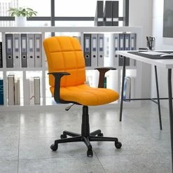 Brand new 🤩 Task Chairs Flash Furniture Mid-Back Quilted Vinyl Task Chair With Nylon Arms, Orange 🧨 -Office Chairs Online store unnamed file 3834