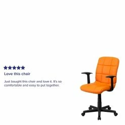 Brand new 🤩 Task Chairs Flash Furniture Mid-Back Quilted Vinyl Task Chair With Nylon Arms, Orange 🧨 -Office Chairs Online store unnamed file 3837