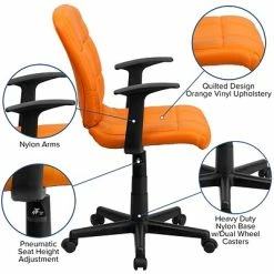 Brand new 🤩 Task Chairs Flash Furniture Mid-Back Quilted Vinyl Task Chair With Nylon Arms, Orange 🧨 -Office Chairs Online store unnamed file 3838
