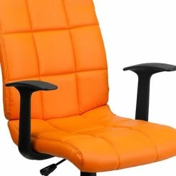 Brand new 🤩 Task Chairs Flash Furniture Mid-Back Quilted Vinyl Task Chair With Nylon Arms, Orange 🧨 -Office Chairs Online store unnamed file 3841