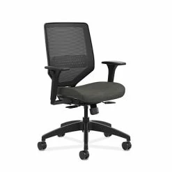 Hot Sale 🤩 Task Chairs HON Solve Ilira-Stretch Mesh /Fabric Mid-Back Task Chair, Adjustable Lumbar Support & Arms, Black/Ink (HONSVM1ALC10T) 🎁