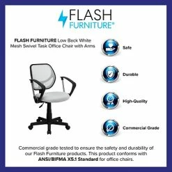 Best deal 🤩 Task Chairs Flash Furniture Fabric Mid-Back Task Chair With Capped Arm, White 🔥 -Office Chairs Online store unnamed file 3882