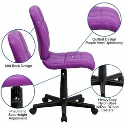 Promo 🎁 Task Chairs Flash Furniture Mid-Back Quilted Vinyl Task Chair, Purple 👏 -Office Chairs Online store unnamed file 3916