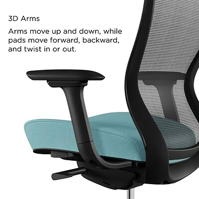 Best Sale 😉 Union & Scale Task Chairs Union & Scale™ Workplace2.0™ Ayalon Mesh Back Fabric Task Chair, Black/Teal (UN59410) ✨ 6 Best Sale 😉 Union & Scale Task Chairs Union & Scale™ Workplace2.0™ Ayalon Mesh Back Fabric Task Chair, Black/Teal (UN59410) ✨ - Image 4