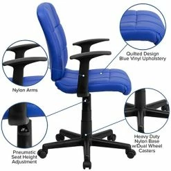 Promo 😉 Task Chairs Flash Furniture Mid-Back Quilted Vinyl Task Chair With Nylon Arms, Blue (GO16911BLUEA) 🛒 -Office Chairs Online store unnamed file 3963