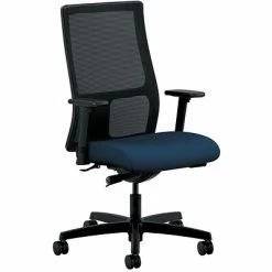 Coupon 🔥 Task Chairs HON Ignition Ilira-Stretch Mesh/Fabric Mid-Back Task Chair, Height And Width Adjustable Arms, Black/Navy (HONIW103CU98) 🧨