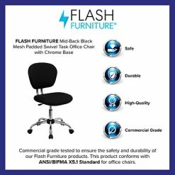 Brand new 🥰 Task Chairs Flash Furniture Mid Back Mesh Task Chair With Chrome Base, Black ⌛ -Office Chairs Online store unnamed file 4075