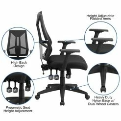 Budget 😉 Task Chairs Flash Furniture High-Back Mesh Swivel Task Chair With Triple Paddle Control, Black (HL0017) 😉 -Office Chairs Online store unnamed file 4106
