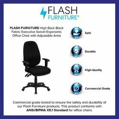 Promo 🥰 Task Chairs Flash Furniture Mid-Back Fabric Task Chair, Adjustable Arms, Black (BT661BK) 🔥 -Office Chairs Online store unnamed file 4183
