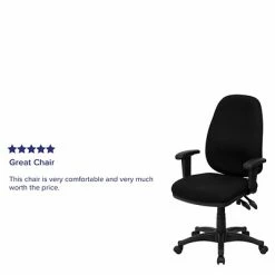 Promo 🥰 Task Chairs Flash Furniture Mid-Back Fabric Task Chair, Adjustable Arms, Black (BT661BK) 🔥 -Office Chairs Online store unnamed file 4184