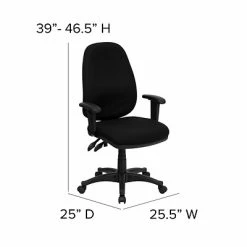 Promo 🥰 Task Chairs Flash Furniture Mid-Back Fabric Task Chair, Adjustable Arms, Black (BT661BK) 🔥 -Office Chairs Online store unnamed file 4186