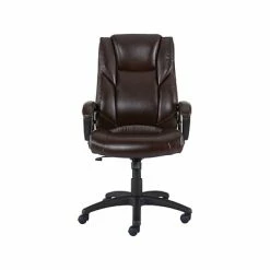 Budget 🔥 Staples Executive/Managerial Chairs Quill Brand® Kelburne Luxura Faux Leather Computer And Desk Chair, Brown (50870) ✨