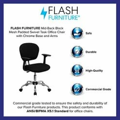 Best Sale 🌟 Task Chairs Flash Furniture Mid Back Mesh Task Chair With Arms And Chrome Base, Black 🔥 -Office Chairs Online store unnamed file 4213