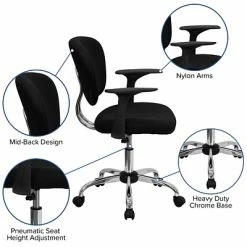 Best Sale 🌟 Task Chairs Flash Furniture Mid Back Mesh Task Chair With Arms And Chrome Base, Black 🔥 -Office Chairs Online store unnamed file 4214