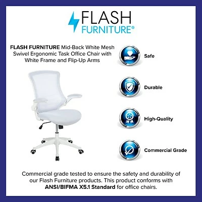 Cheap ๐ฅ Office Chairs Flash Furniture Ergonomic Mesh Swivel Mid-Back Task Office Chair, White (BLX5MWHWH) ๐ 6 Cheap ๐ฅ Office Chairs Flash Furniture Ergonomic Mesh Swivel Mid-Back Task Office Chair, White (BLX5MWHWH) ๐ - Image 4