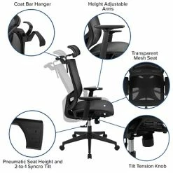Brand new 🎁 Office Chairs Flash Furniture Ergonomic Mesh Office Chair, Black (H28091KYBK) 🎉 -Office Chairs Online store unnamed file 449